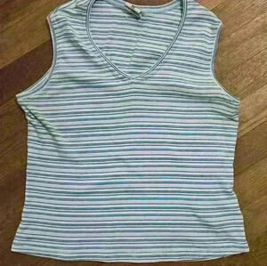 Vintage Columbia V Neck Striped Tank Top